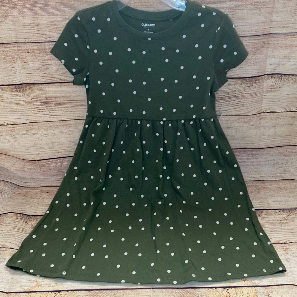 Old Navy Army Green with White Polka Dots